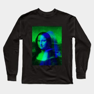 Mona Lisa with a Pearl Earring Interactive Green&Blue Filter By Red&Blue Long Sleeve T-Shirt